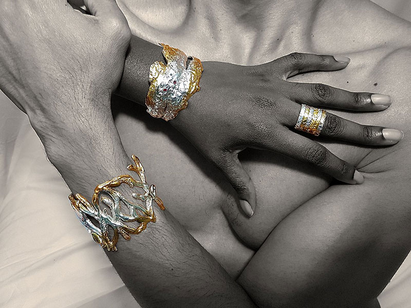 Josanne-Mark-Sunset-Series-Cuffs-and-stacking-rings-Sterling-Silver-with-22K-Gold-overlay-Photo-by-alexander-phoenyx-model-Ryan-Kong.jpg